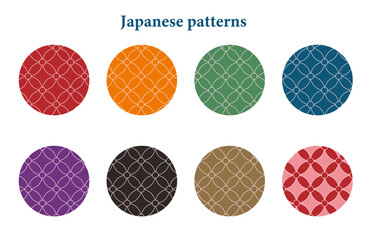日本の伝統文様素材・七宝文様のパターンセット・スウォッチパネルにパターンあり