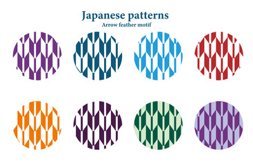 日本の伝統文様素材・矢絣文様のパターンセット・スウォッチパネルにパターンあり