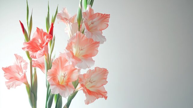 Delicate pink gladioli