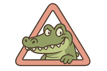 Playful cartoon warning triangle with animal inside. Cute and minimal, perfect for stickers and UI kits.