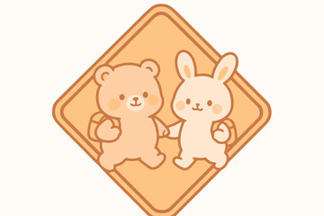 Adorable school crossing icon in soft orange tones. Perfect for playful UI kits and stock images.