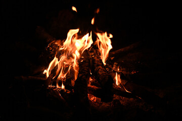 fire in the fireplace