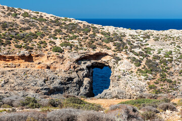 Rocky coast of Comino Island, Malta