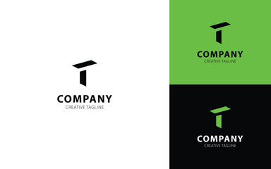 Letter T 3D logo design in isometric Top-Right view for your business	