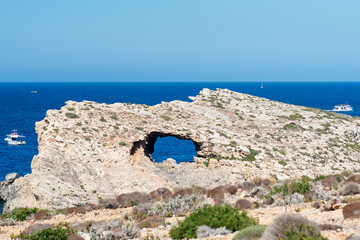 Rocky coast of Comino Island, Malta