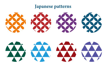 日本の伝統文様素材・七宝文様と鱗文様のパターンセット・スウォッチパネルにパターンあり