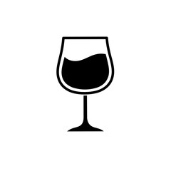 Wine glass icon flat isolated on white background. wine glass silhouette