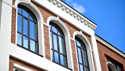 Obraz premium Architectural facade of a building with arched windows