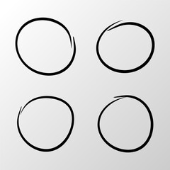 Set of Hand Drawn Round Circle Sketch Icons for Notes and Highlights