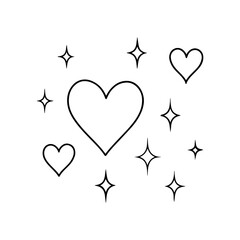 Cute Hand Drawn Heart and Sparkle Elements for Romantic Decoration Design