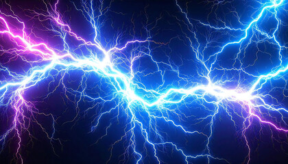 青と紫のイナズマ。イナズマが混じり合う対立構造。Blue and purple lightning. A contrasting structure in which lightning mixes together.