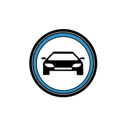Car vehicle icon. Road safety symbol. Auto transport Vector. Driving regulations graphic.