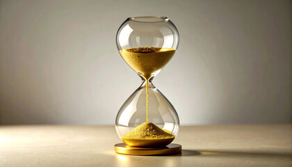 Hourglass with Gold Dust Running Low. Economy Concept. Generated Image