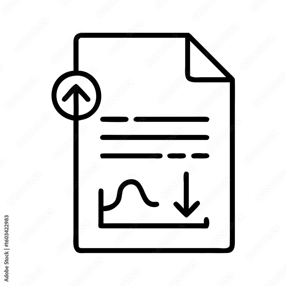 Poster Download data file with graph and arrow icon for business analytics and file management use