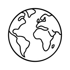 World globe outline vector illustration for geography earth day and travel concepts design element