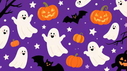 A spooky yet charming Halloween pattern with a whimsical design. Halloween, Halloween Costumes, Halloween Background, Happy Halloween