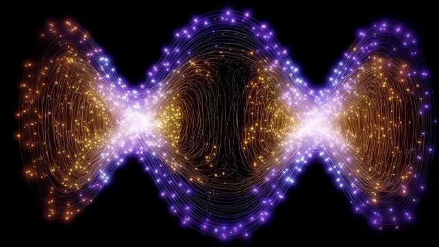 Dynamic animated graphic comparing the binary states of classical bits with the unique superposition and entanglement properties of quantum qubits. This visually striking representation
