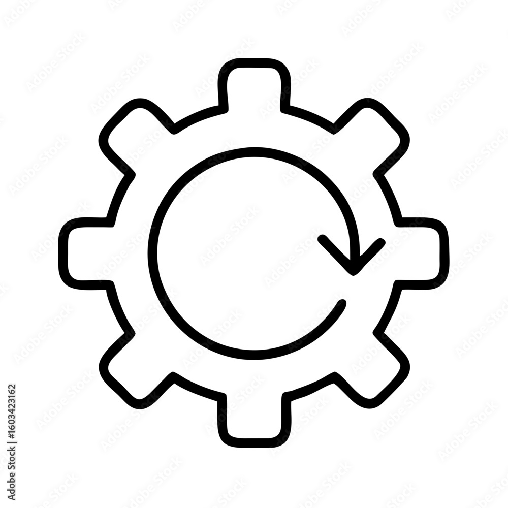 Poster gear mechanism process automation workflow cycle icon vector illustration symbol design element