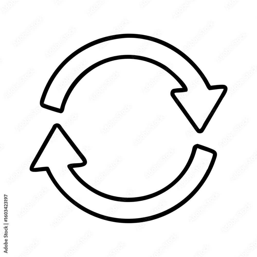 Poster Circular arrows refresh reload sync repeat recycle vector icon simple black and white design