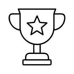 Trophy cup with star outline vector illustration for award achievement success and competition design