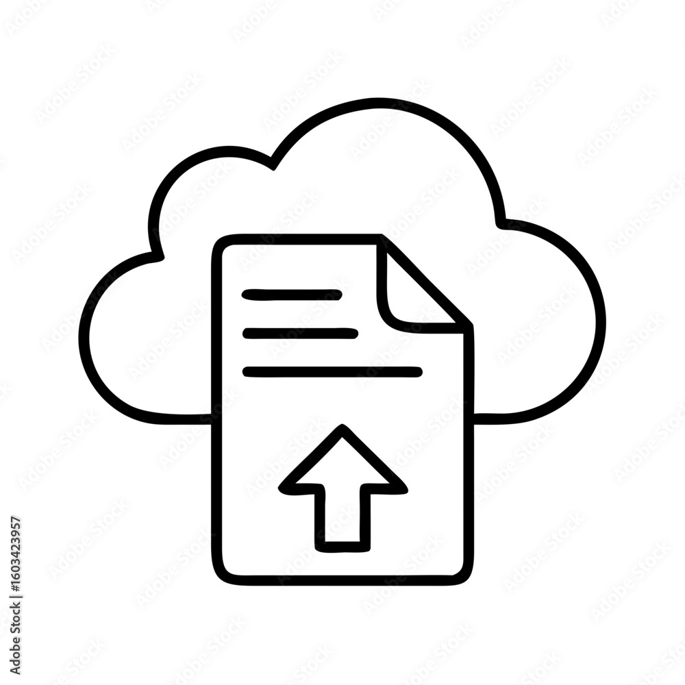 Poster Cloud storage upload file document icon vector illustration for web design and mobile apps