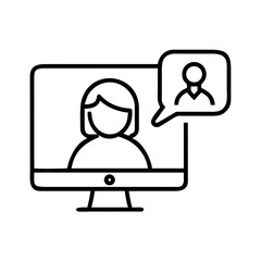 Online video call conference meeting webinar virtual communication remote work concept icon vector