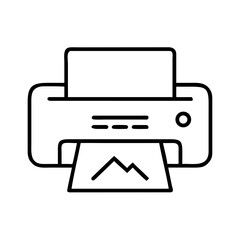 Printer vector icon for printing documents and photos in office or home, line art printer icon