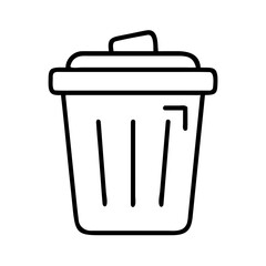 Outline trash can icon vector illustration, waste management bin symbol, garbage container drawing