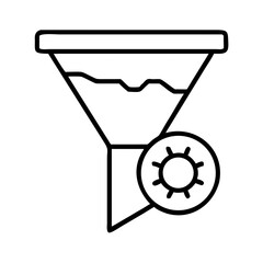 Funnel filter cleaning process icon vector illustration design for lab and industrial use