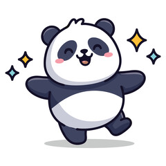 Naklejka premium Playful Panda Illustration with Sparkling Stars for Children's Designs and Creative Projects
