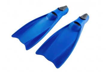 Blue flippers for diving, isolated on white background, png, transparent
