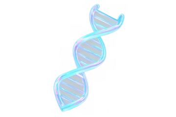 Glassy dna helix rotating, with transparent background, ideal for science and medical concepts