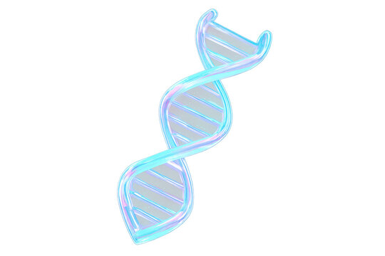 Glassy dna helix rotating, with transparent background, ideal for science and medical concepts