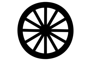 Wagon wheel vector silhouette. Carriage wheel icon symbol
