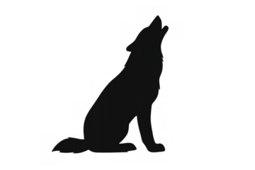 Wolf silhouette howling against transparent backdrop, highlighting wilderness and natural design themes