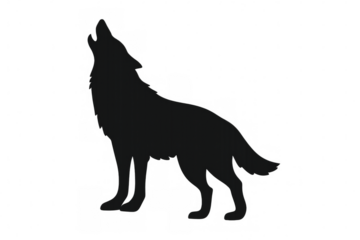 Dark silhouette of a howling wolf isolated on a transparent background, perfect for wildlife and nature-themed projects