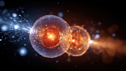 An abstract representation of matter and antimatter concept showcases vibrant interplay of energy, radiating scientific wonder