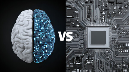 Human brain versus AI showcases processing power, sparking curiosity and wonder about future possibilities