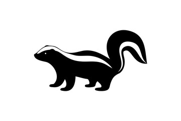 Skunk silhouette vector,  Silhouette of a skunk black animal vector