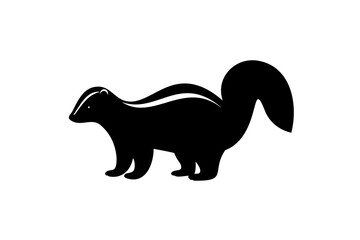 Skunk silhouette vector,  Silhouette of a skunk black animal vector