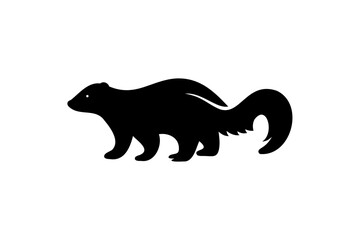 Skunk silhouette vector,  Silhouette of a skunk black animal vector