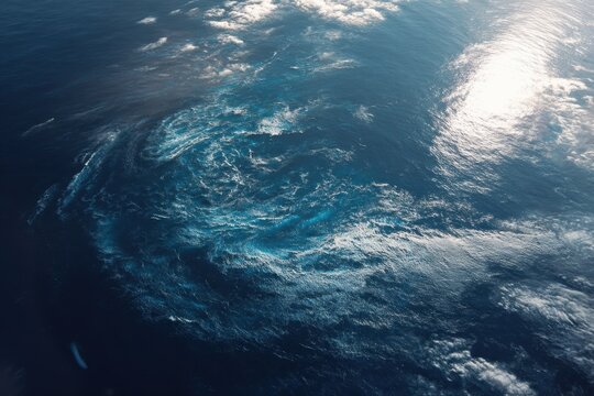 Swirling water surface. Aerial view of ocean. Patterns on surface. Use background
