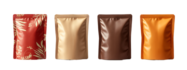 A set  four different colored bags with a white background.