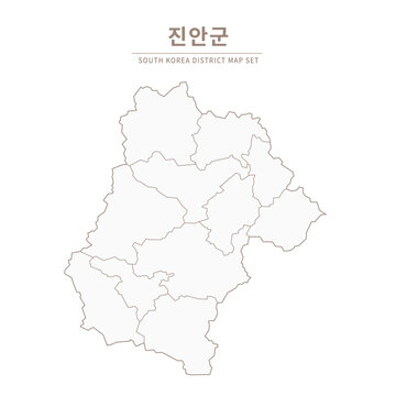 Jinan-gun map, Line Map of Local Cities in Chungcheongbuk-do and Chungcheongnam-do, South Korea