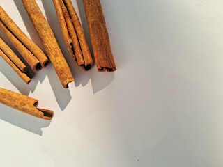 Cinnamon stick on a white background 