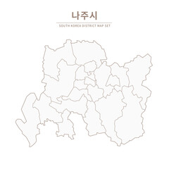 Naju-si map, Line Map Illustration of Local Cities in Jeollanam-do and Jeollabuk-do, South Korea