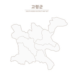 Obraz premium Goryeong-gun Line Map. Illustration of Local Cities in Gyeongsang-do, South Korea