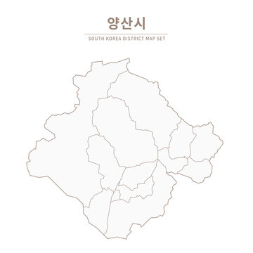 Yangsan-si Line Map. Illustration of Local Cities in Gyeongsang-do, South Korea