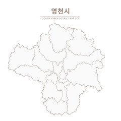 Obraz premium Yeongcheon-si Line Map. Illustration of Local Cities in Gyeongsang-do, South Korea