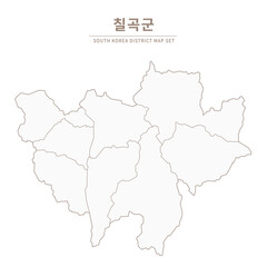 Obraz premium Chilgok-gun Line Map. Illustration of Local Cities in Gyeongsang-do, South Korea